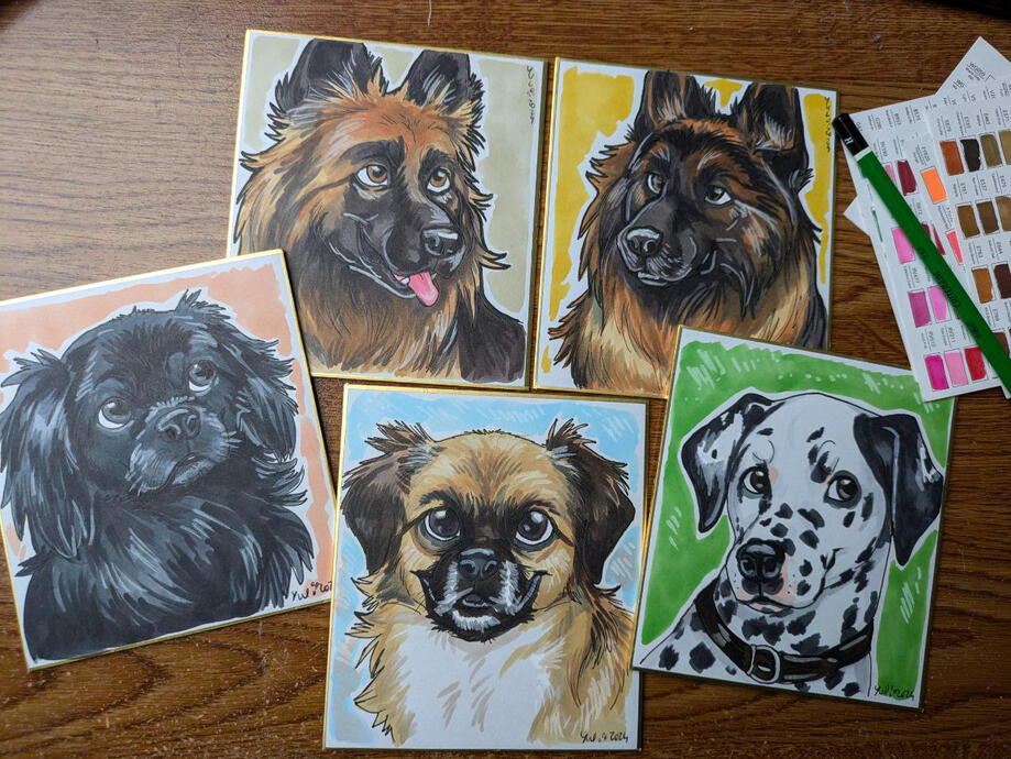 Mini Shikishi animal portraits