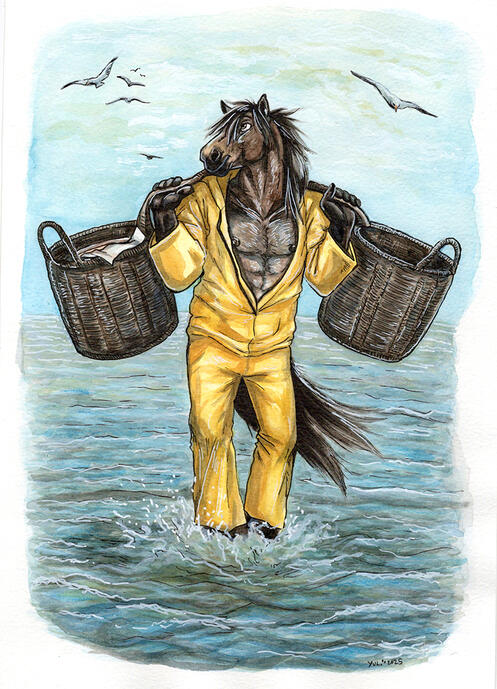 Belgian shrimp fisherhorse A5 prints